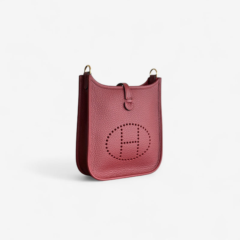 Hermes Mini Evelyne 16 Rouge H With Gold Plated Hardware, K Stamp 2025