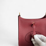 Hermes Mini Evelyne 16 Rouge H With Gold Plated Hardware, K Stamp 2025