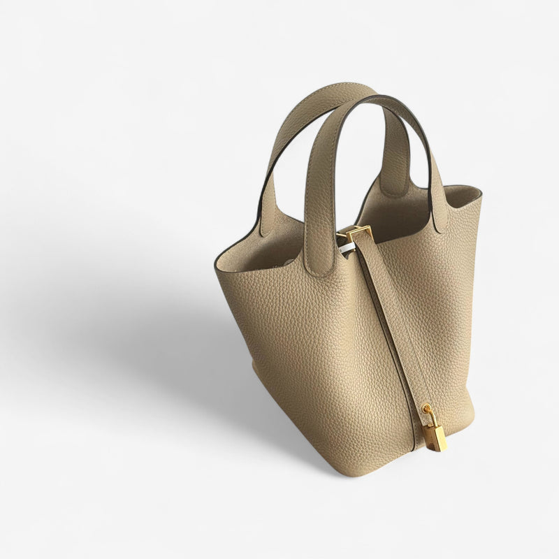 Hermes Picotin Lock Bag 18 In Trench Clemence Leather And Gold Hardware