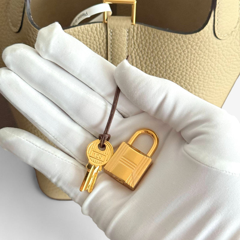 Hermes Picotin Lock Bag 18 In Trench Clemence Leather And Gold Hardware