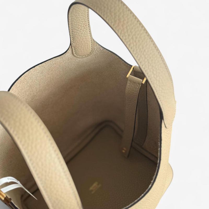 Hermes Picotin Lock Bag 18 In Trench Clemence Leather And Gold Hardware