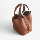 Hermes Picotin Lock Bag 18 In Fauve Clemence Leather And Gold Hardware