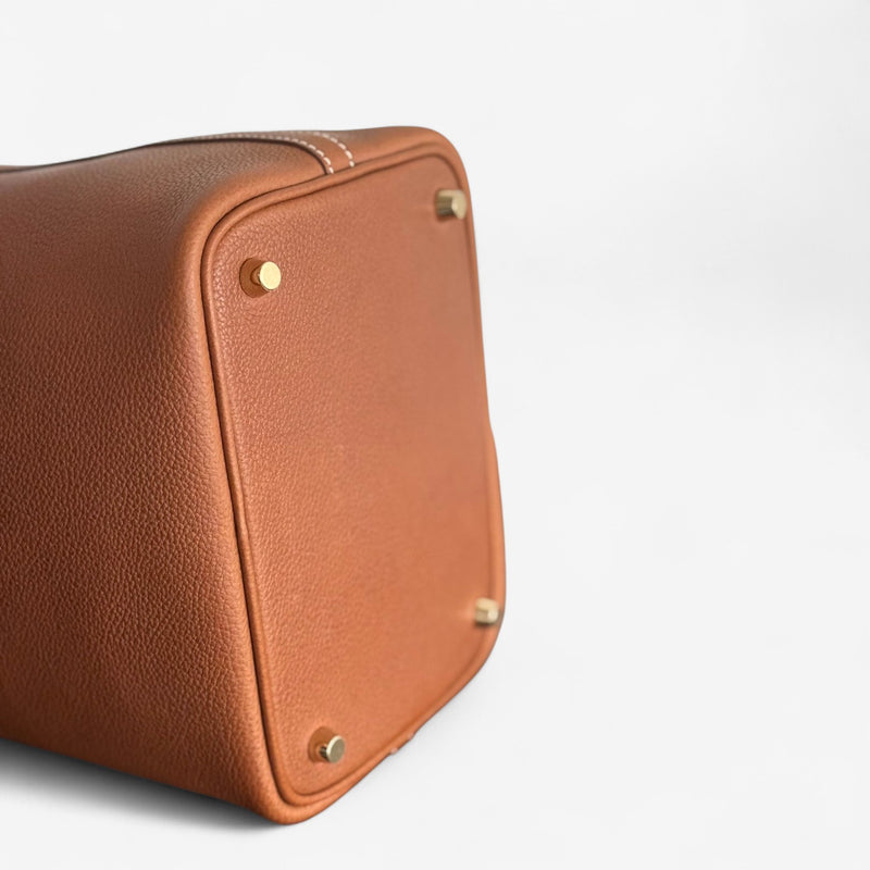 Hermes Picotin Lock Bag 18 In Fauve Clemence Leather And Gold Hardware