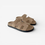 Hermès Women's Chypre Suede Sandal In Beige Argile, Size 36.5
