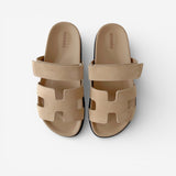 Hermès Women's Chypre Suede Sandal In Beige Argile, Size 36.5