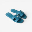 Hermès Women's Oran Sandal, 39, Bleu Iroise