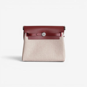 Hermès Mini Herbag 20, Rouge H, Ecru & Beige, Palladium Hardware