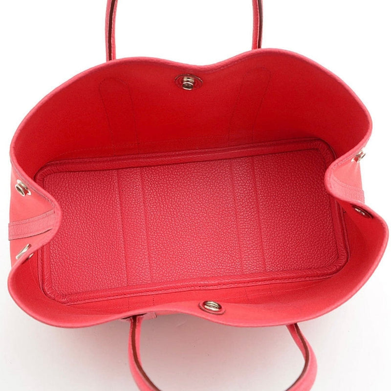Hermès Garden Party 30 Bag In Bougainvillea Toile Canvas, Red, Palladium Hardware
