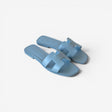 Hermès Women's Oran Sandal, 40, Bleu Glacier