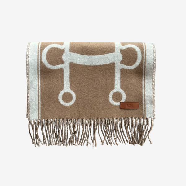 Hermes Casaque Mors Scarf In Camel & Ivoire