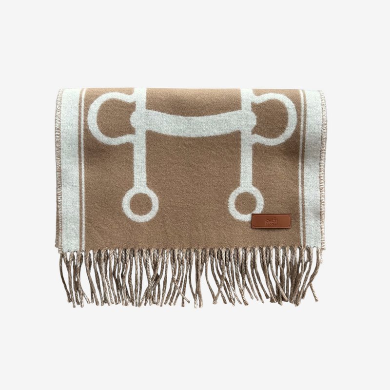 Hermes Casaque Mors Scarf In Camel & Ivoire