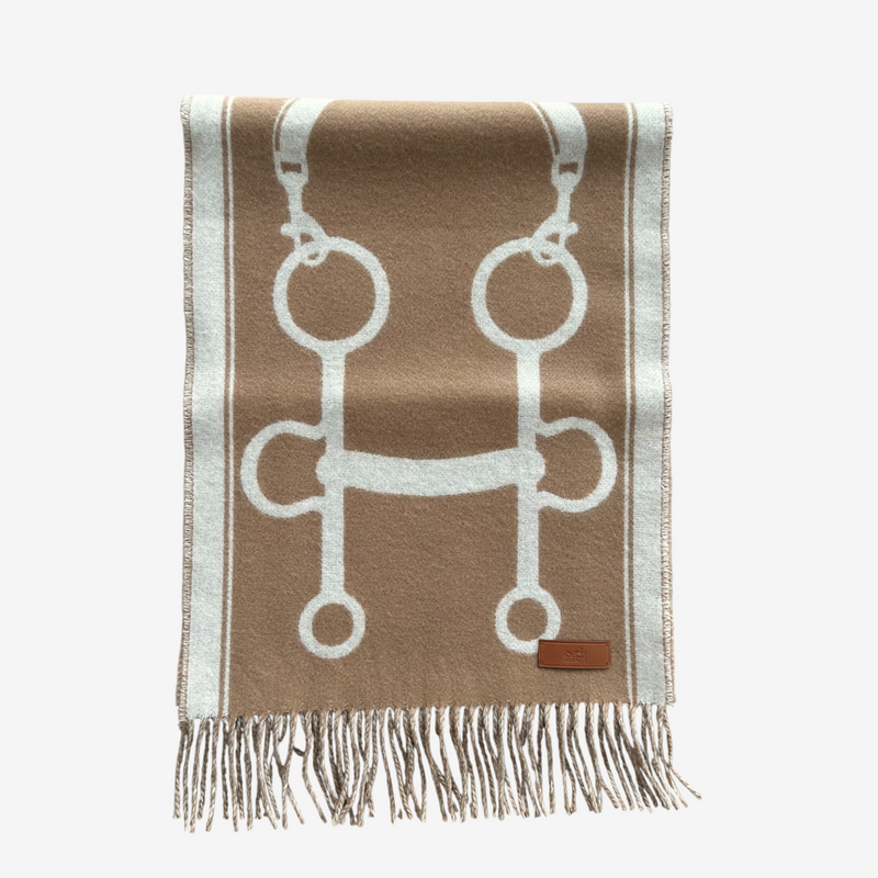 Hermes Casaque Mors Scarf In Camel & Ivoire