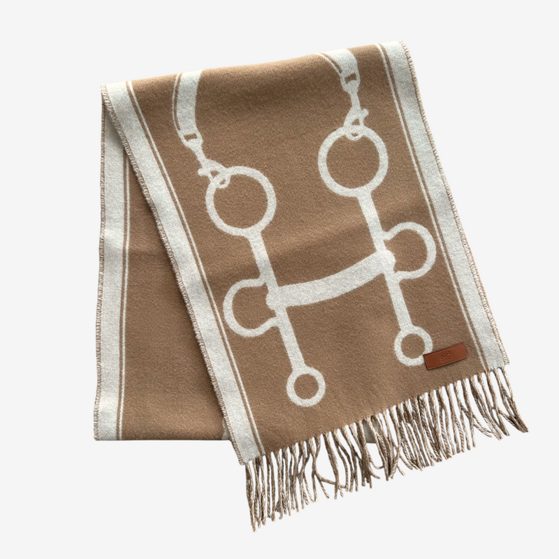 Hermes Casaque Mors Scarf In Camel & Ivoire