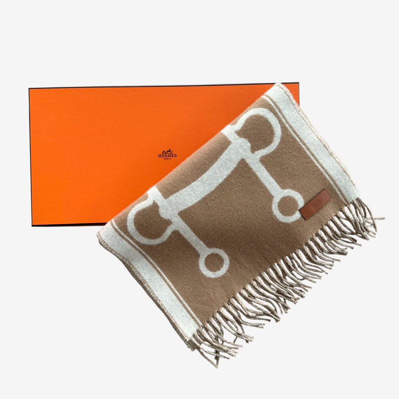 Hermes Casaque Mors Scarf In Camel & Ivoire