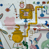 Hermes Tea For Two Silk Scarf 90 In White, Pink & Multicolour
