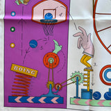 Hermes Tea For Two Silk Scarf 90 In White, Pink & Multicolour