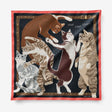 Hermès Chat Chat Chat Scarf 70, Noir, Marron & Gris