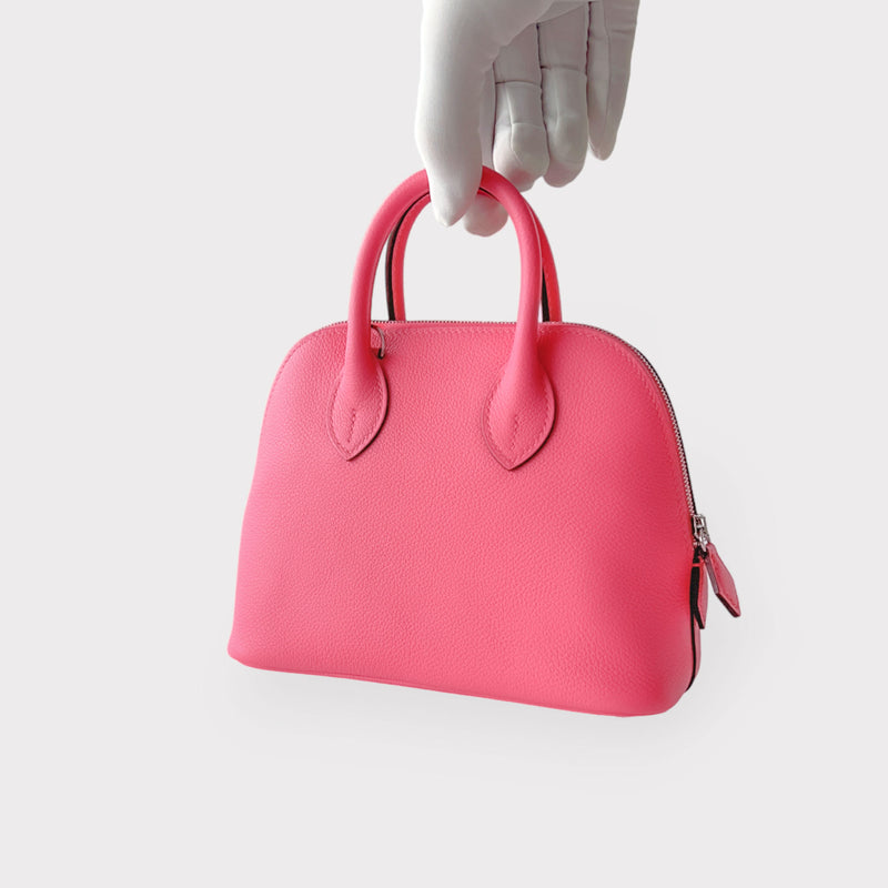 Hermès Bolide Rose Azalee Evercolor Mini 1923 Palladium Hardware, 2023 (Like New), Pink Womens Handbag