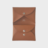 Hermes Calvi Duo Card Holder In Gold, Brown Epsom Leather