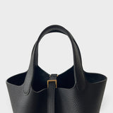 Hermes Picotin Lock Bag 18 In Black Clemence Leather And Gold Hardware