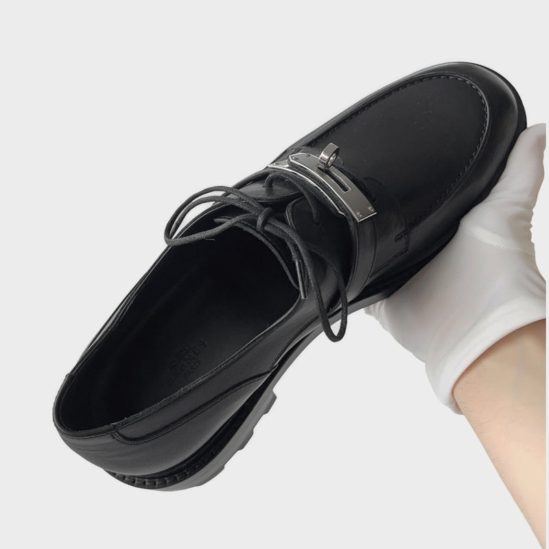 Hermes First Derby Shoe, In Noir, Black, Men's Size 43 EU