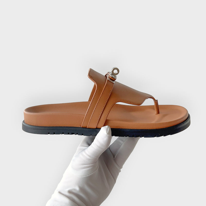 Hermes Women's Empire sandal In Brown, Naturel, Size 40 EU