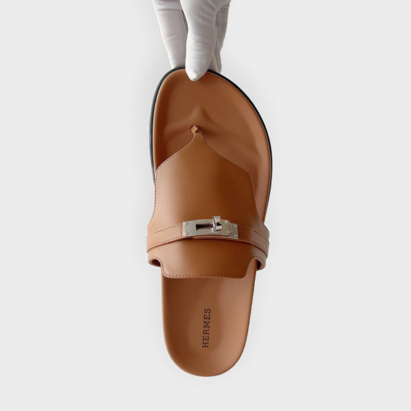Hermes Women's Empire sandal In Brown, Naturel, Size 40 EU
