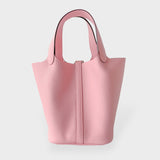 Hermes Picotin Lock Bag 18 In Rose Sakura, Clemence Leather And Palladium Hardware