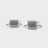 Hermès H Deco Tea Cup and Saucer Set, Black And White