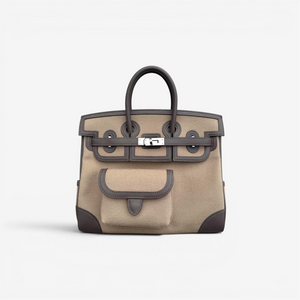 Hermès Birkin Cargo 25 Bag, Mousse & Écorce, Canvas Swift, Palladium Hardware