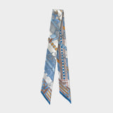 Hermes Brides et Gris-Gris Twilly In Bleu Jean, Blanc And Miel