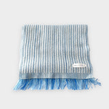Hermès Boutis Muffler Scarf In Blue And White, Ecru / Bleu