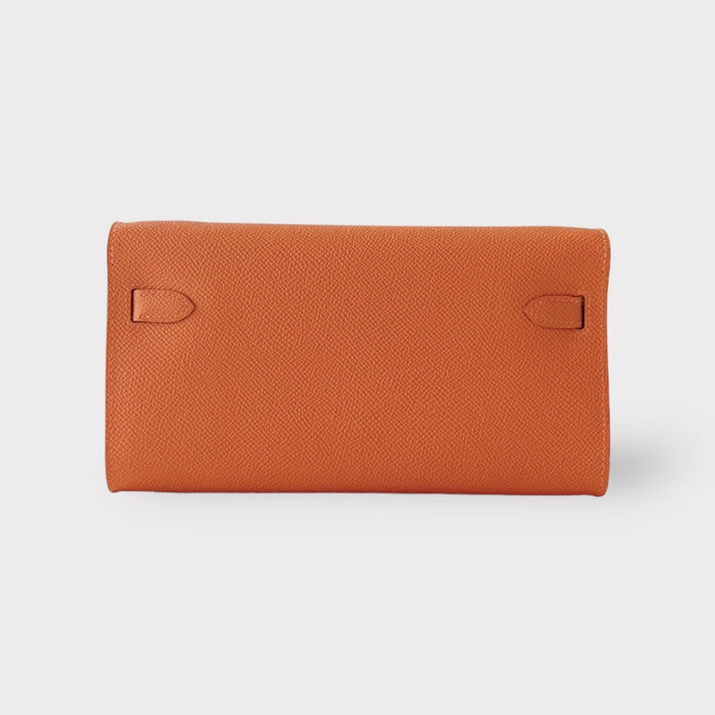 Hermes Kelly Classique To Go Wallet, In Orange, Epsom Leather With Gold Hardware