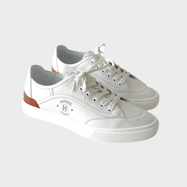 Hermes Men's Get Sneaker In White, Size 42.5