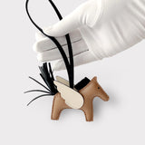 Hermes Rodeo Pegasus PM Charm In Brown, Black & Cream