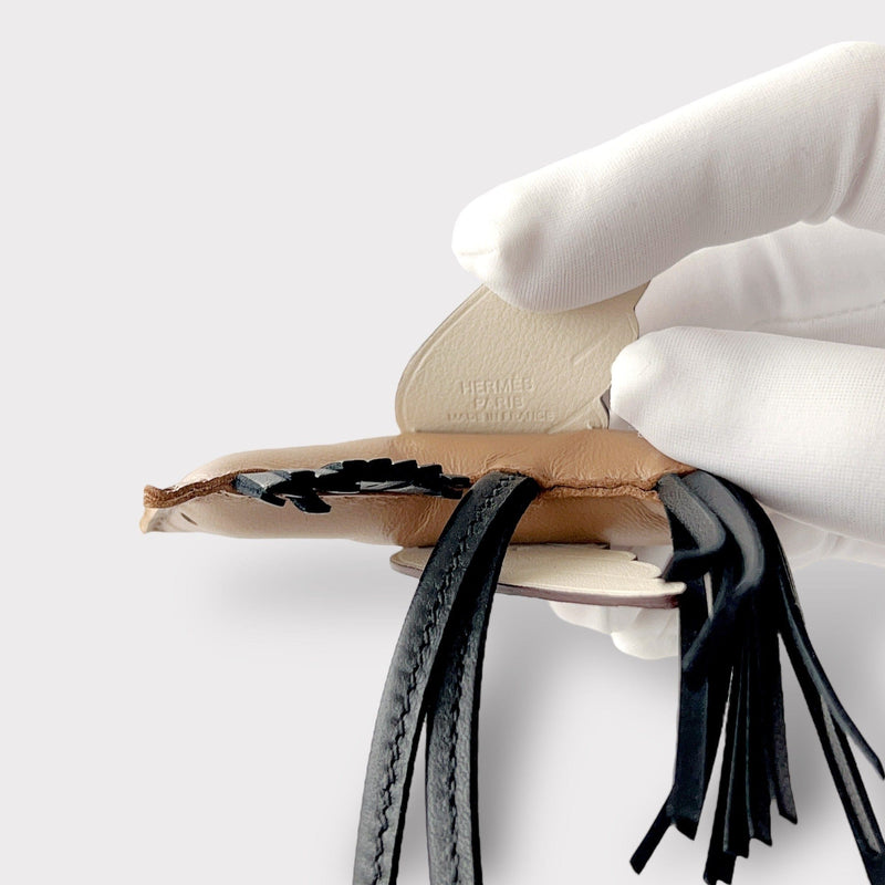 Hermes Rodeo Pegasus PM Charm In Brown, Black & Cream