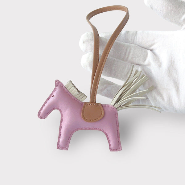 Hermes Rodeo PM Bag Charm In Mauve Sylvestre, Chai & Craie