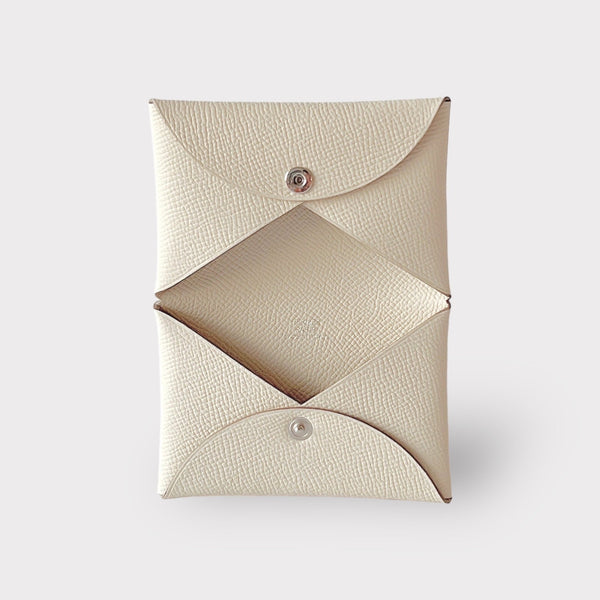 Hermes Calvi Card Holder In Craie, Epsom Leather