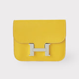 Hermes Constance Slim Wallet In Yellow, Jaune De Naples, Evercolor Calfskin