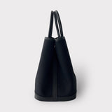 Hermès Garden Party 30 Bag In Black Canvas, Palladium Hardware