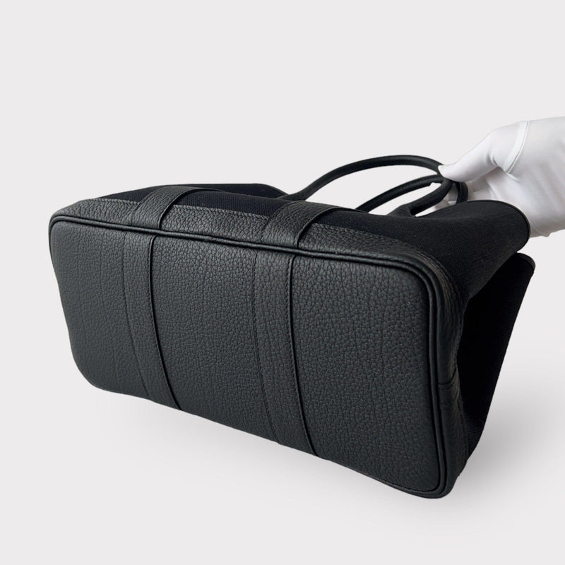 Hermès Garden Party 30 Bag In Black Canvas, Palladium Hardware