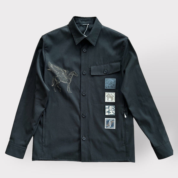 Hermès Men's 'Icones au Carre' Overshirt, Khaki, 48 EU, 38 UK