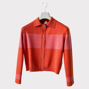 Hermès Women's Veste "Cliquetis Finesse Multicolore" Twillaine Cardigan, 38, Rose Boisé