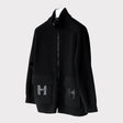 Hermès Women's Wool Knit Jacket With Leather Details, 42, Noir