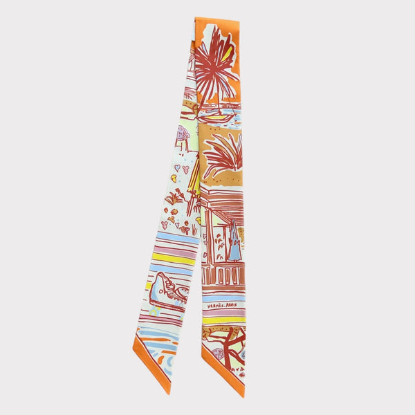 Hermes Rayures d'Ete Twilly In Orange, Corail And Bleu Ciel
