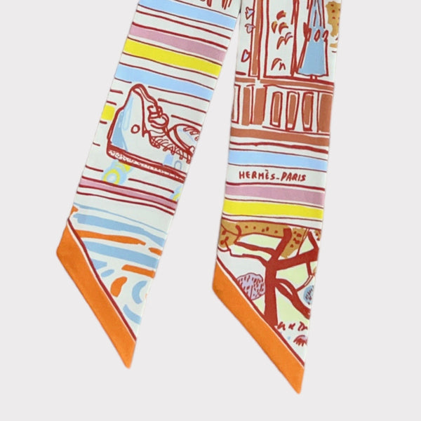 Hermes Rayures d'Ete Twilly In Orange, Corail And Bleu Ciel