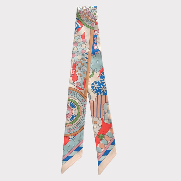 Hermes Les Murmures de la Foret Twilly In Beige Rose, Rose And Bleu