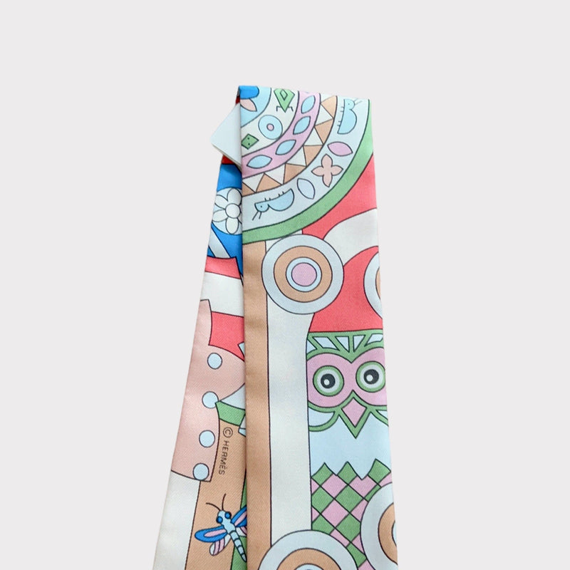 Hermes Les Murmures de la Foret Twilly In Beige Rose, Rose And Bleu