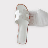 Hermes Women's Oran Sandal In White, Size 39