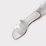 Hermes Women's Oran Sandal In White, Size 39